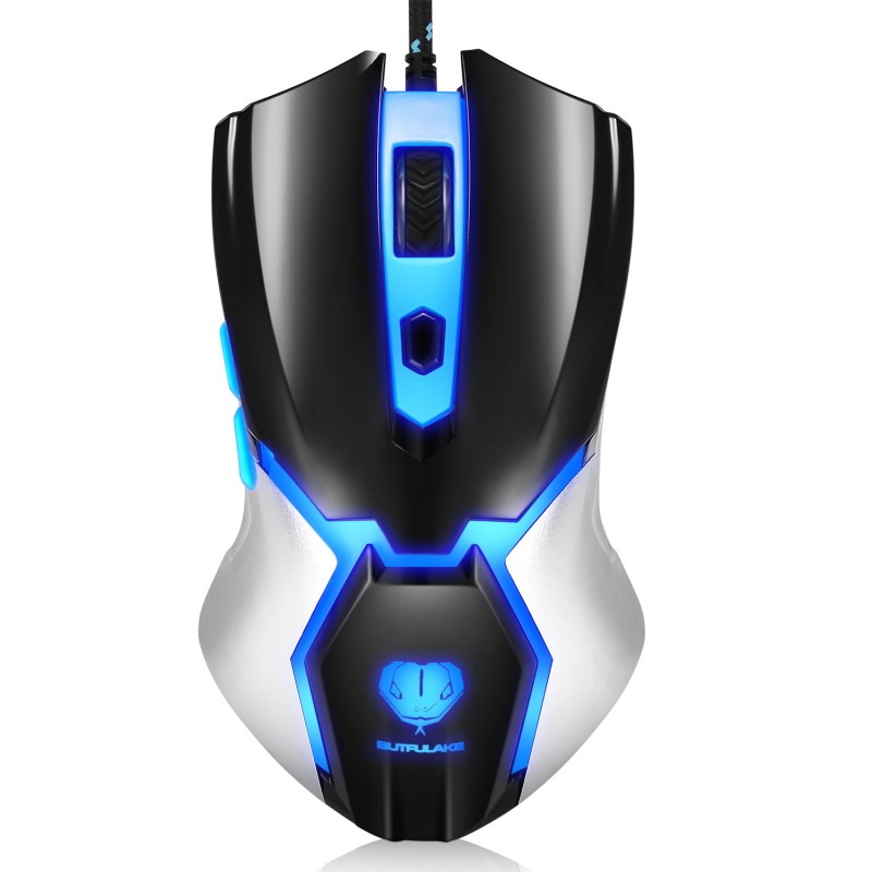 Gaming Mouse Wired,Programmable Ergonomic Gaming Mice with 3200 DPI, Blue LED, 6 Buttons for PC, Laptop, Computer, Windows, Vista Linux, Black