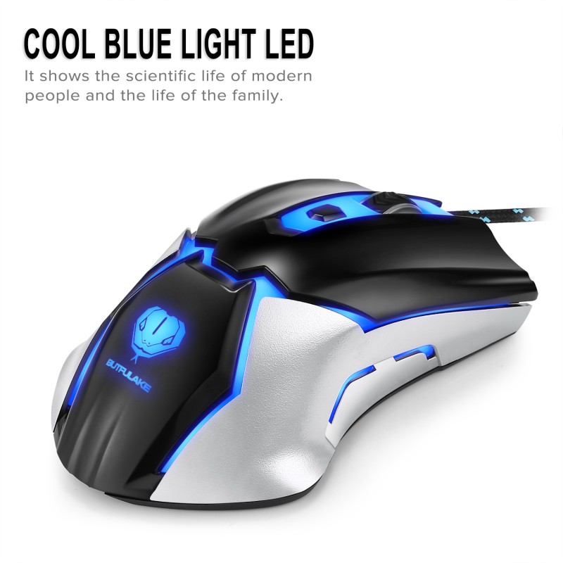 Gaming Mouse Wired,Programmable Ergonomic Gaming Mice with 3200 DPI, Blue LED, 6 Buttons for PC, Laptop, Computer, Windows, Vista Linux, Black