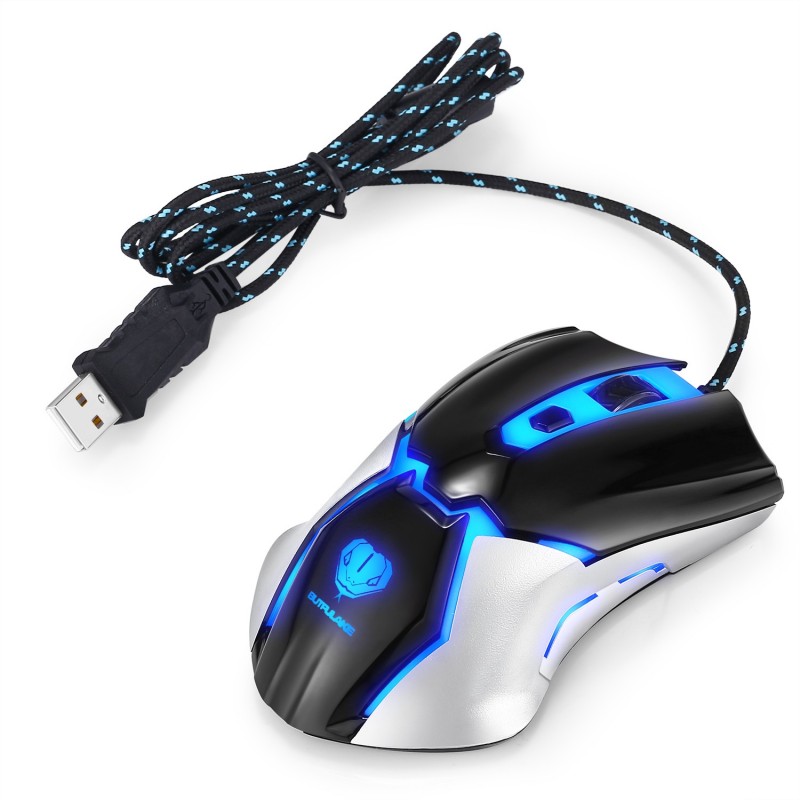 Gaming Mouse Wired,Programmable Ergonomic Gaming Mice with 3200 DPI, Blue LED, 6 Buttons for PC, Laptop, Computer, Windows, Vista Linux, Black