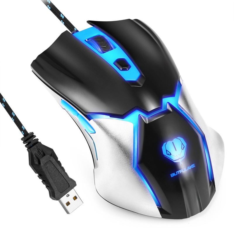 Gaming Mouse Wired,Programmable Ergonomic Gaming Mice with 3200 DPI, Blue LED, 6 Buttons for PC, Laptop, Computer, Windows, Vista Linux, Black