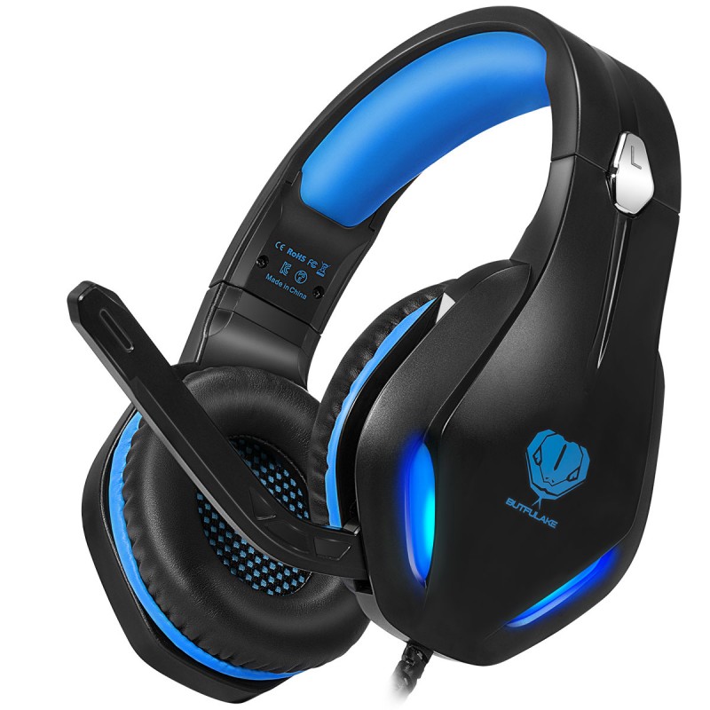 GH-2 3.5mm Game Gaming Headphone Headset Earphone Headband with Microphone LED Light for Laptop Tablet Mobile PhonesMobile phones or PS4 /PS4 pro/PS4 slim/Xbox one/Xbox one S/Xbox one X-blue