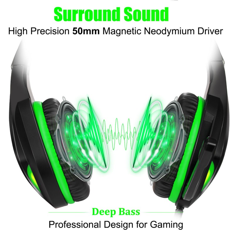 GH-2 3.5mm Game Gaming Headphone Headset Earphone Headband with Microphone LED Light for Laptop Tablet Mobile PhonesMobile phones or PS4 /PS4 pro/PS4 slim/Xbox one/Xbox one S/Xbox one X-g