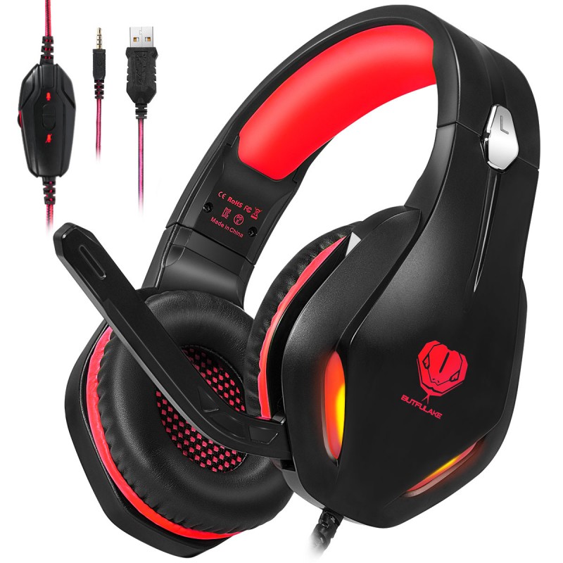 GH-2 3.5mm Game Gaming Headphone Headset Earphone Headband with Microphone LED Light for Laptop Tablet Mobile PhonesMobile phones or PS4 /PS4 pro/PS4 slim/Xbox one/Xbox one S/Xbox one X-red