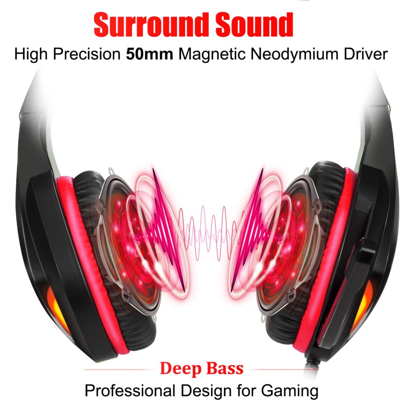 GH-4 3.5mm Game Gaming Headphone Headset Earphone Headband with Microphone LED Light for Laptop Tablet Mobile PhonesMobile phones or PS4 /PS4 pro/PS4 slim/Xbox one/Xbox one S/Xbox one X/PS5