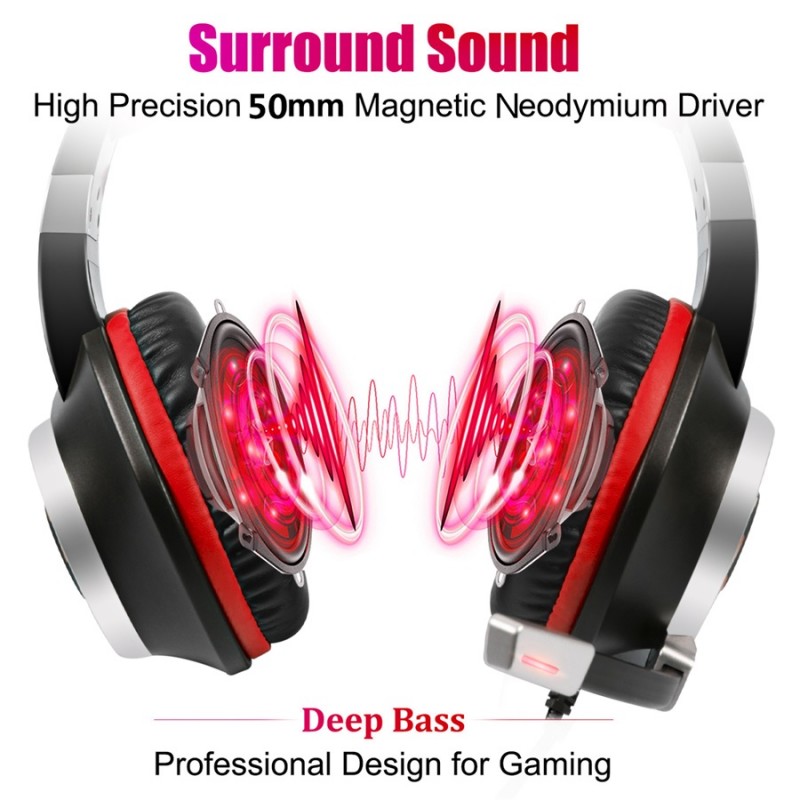 GH-3 3.5mm Game Gaming Headphone Headset Earphone Headband with Microphone LED Light for Laptop Tablet Mobile PhonesMobile phones or PS4 /PS4 pro/PS4 slim/Xbox one/Xbox one S/Xbox one X