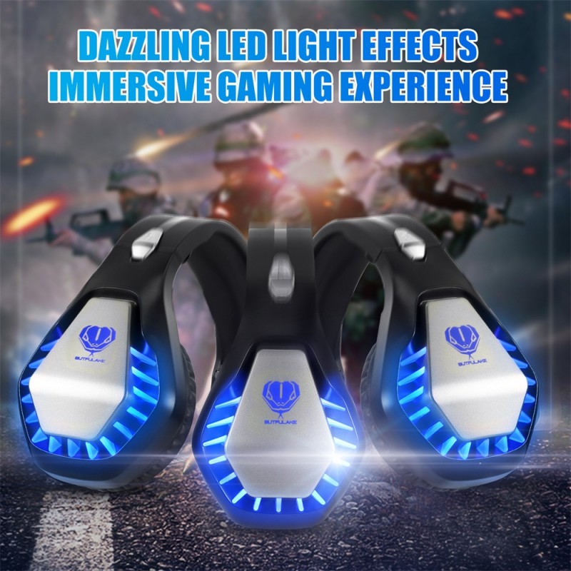 GH-1 3.5mm Game Gaming Headphone Headset Earphone Headband with Microphone LED Light for Laptop Tablet Mobile PhonesMobile phones or PS4 /PS4 pro/PS4 slim/Xbox one/Xbox one S/Xbox one X - blue