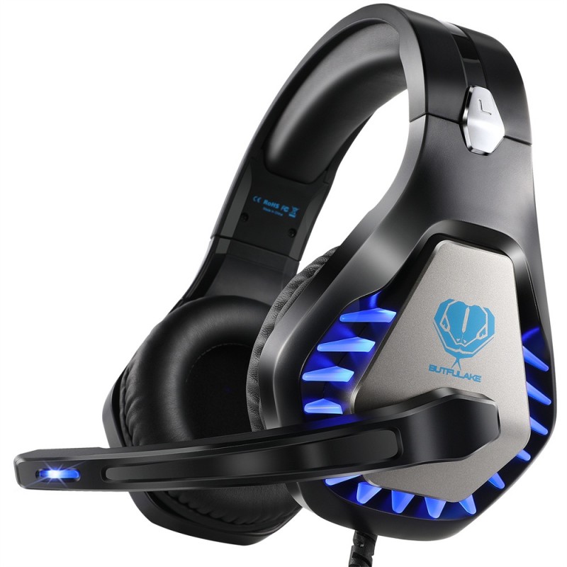 GH-1 3.5mm Game Gaming Headphone Headset Earphone Headband with Microphone LED Light for Laptop Tablet Mobile PhonesMobile phones or PS4 /PS4 pro/PS4 slim/Xbox one/Xbox one S/Xbox one X - blue