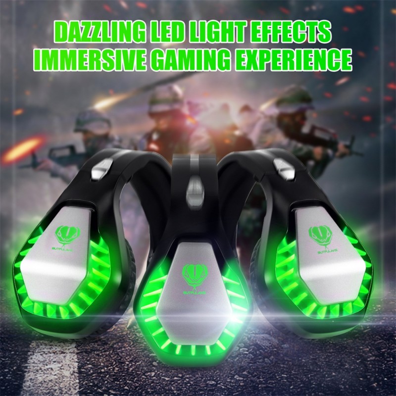 GH-1 3.5mm Game Gaming Headphone Headset Earphone Headband with Microphone LED Light for Laptop Tablet Mobile PhonesMobile phones or PS4 /PS4 pro/PS4 slim/Xbox one/Xbox one S/Xbox one X - green