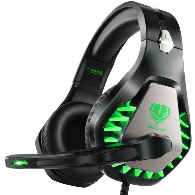 GH-1 3.5mm Game Gaming Headphone Headset Earphone Headband with Microphone LED Light for Laptop Tablet Mobile PhonesMobile phones or PS4 /PS4 pro/PS4 slim/Xbox one/Xbox one S/Xbox one X - green